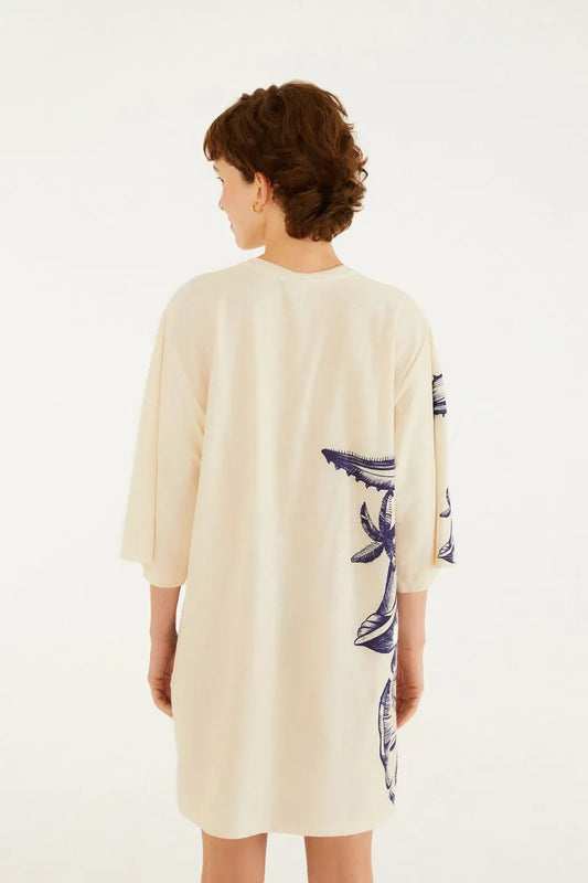 Vestido de T-Shirt Estampado Mar de Estrellas