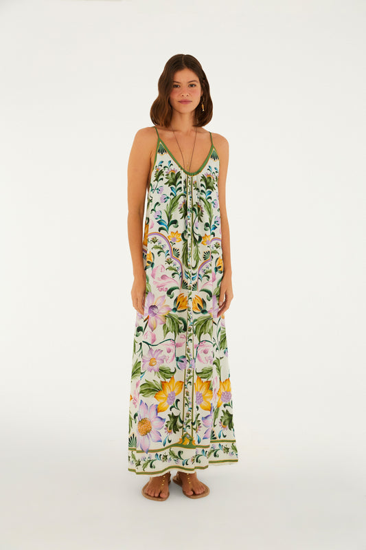 Vestido Maxi Estampado Azulejos