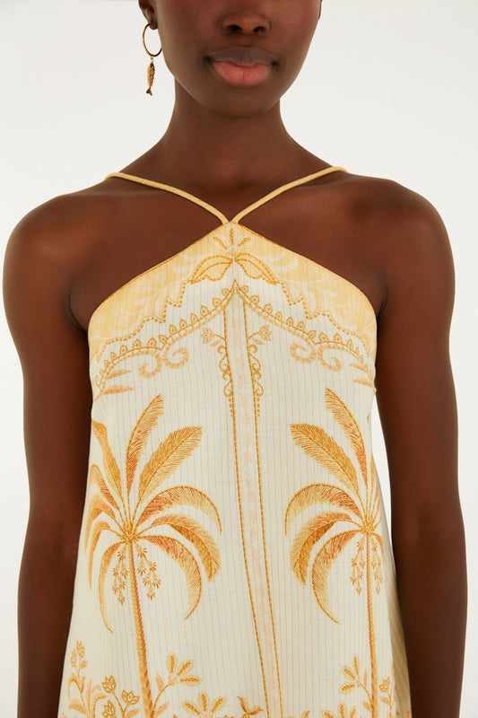 Vestido Corto Estampado Paisaje Tropical