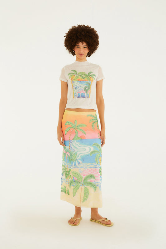 Blusa de tul Estampado paisaje solar