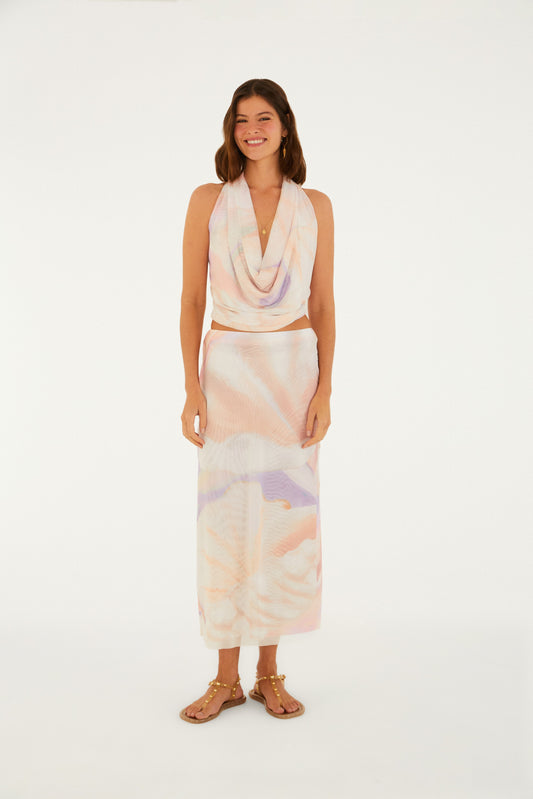 Blusa de tul Estampado Perla del Mar