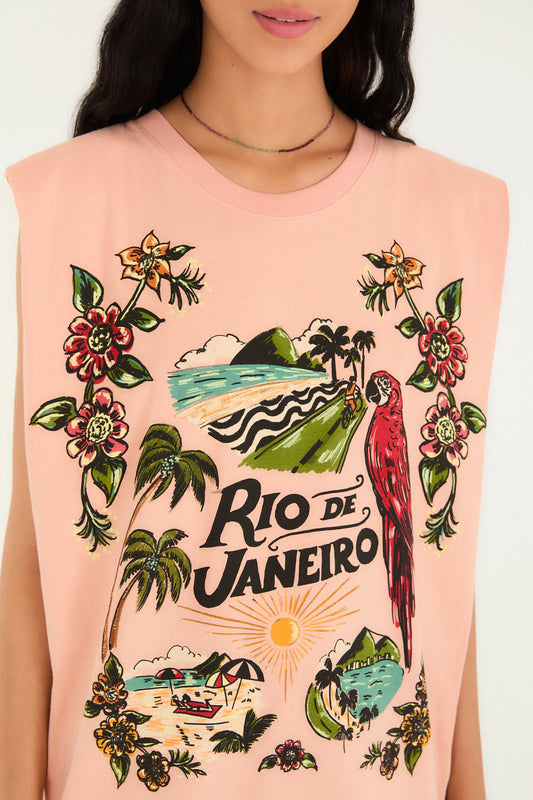 T-Shirt sin mangas cuadrada Luna rosa de Río de Janeiro