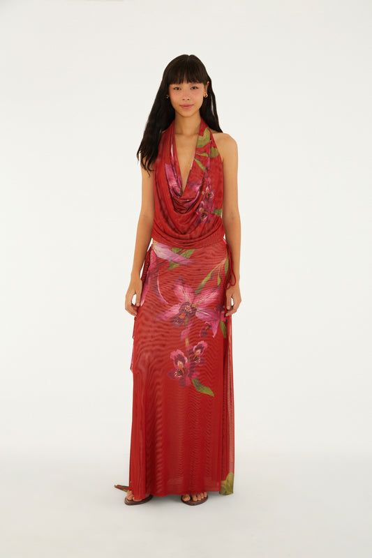 Blusa de tul Estampado floral de orquídeas