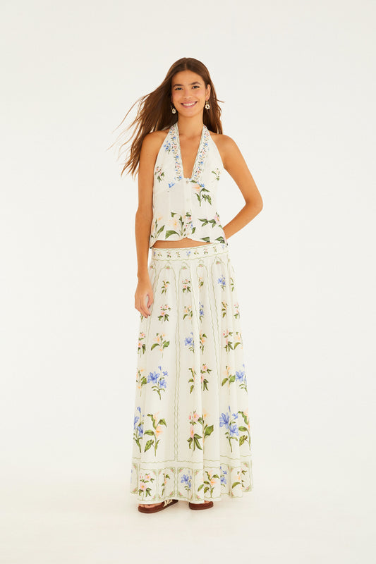 Falda Cropped Estampada Aquaflora