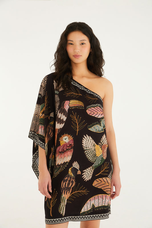 Vestido Ombro Só Estampado Recanto Dos Pássaros