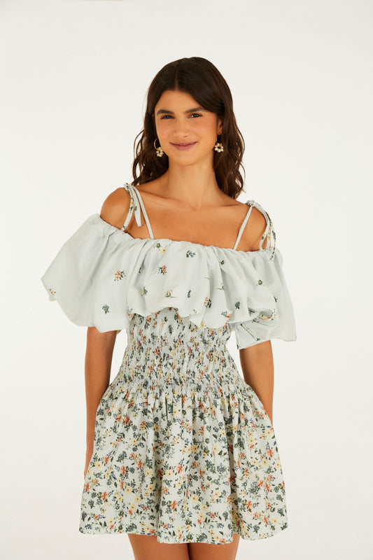 Vestido Corto Estampado Floral Do Campo