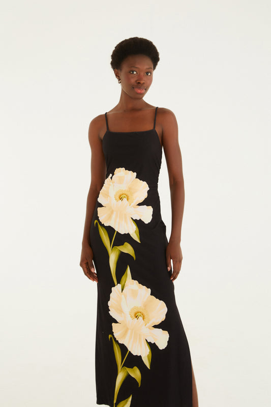 Vestido Midi Estampado Papoula
