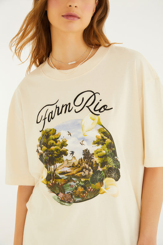 T-Shirt Ampla Portal Paisagem Do Campo