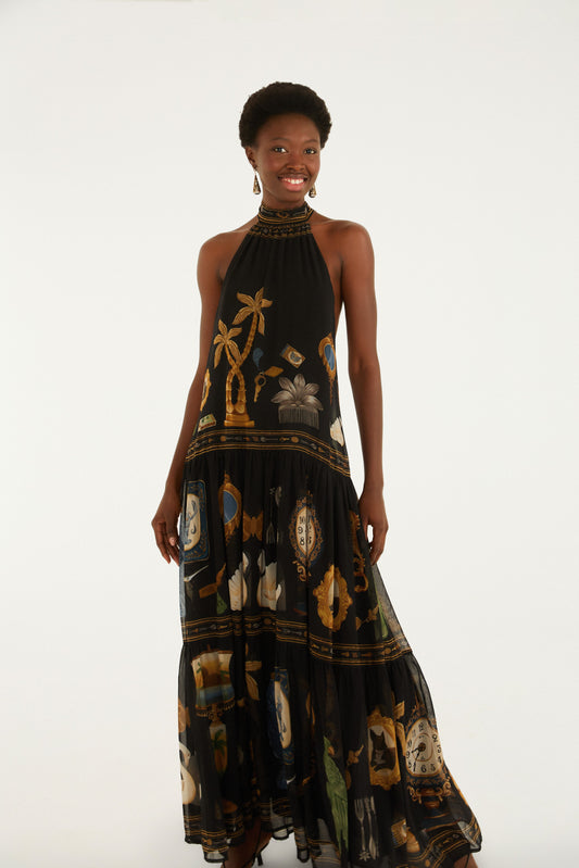 Vestido Longo Estampado Bibelô