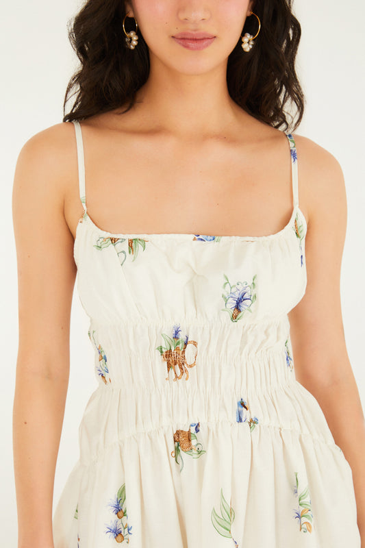 Vestido Corto Estampado Aninha Off White