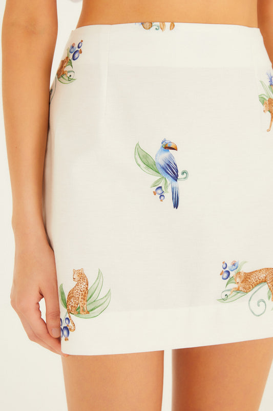 Mini Falda Estampada Aninha Off White