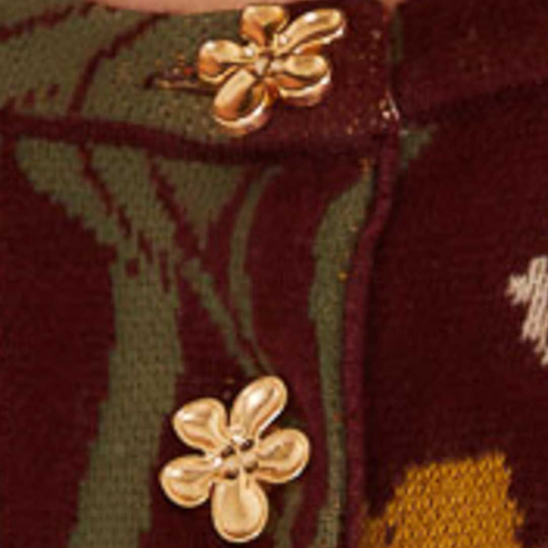 Cardigan Slim Tricot Floral Bucólico