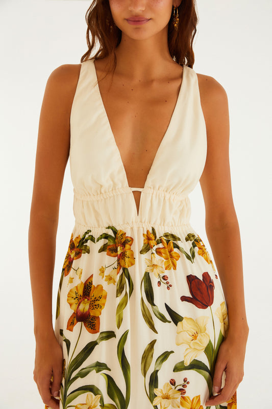 Vestido Largo Estampado Selva De Flor