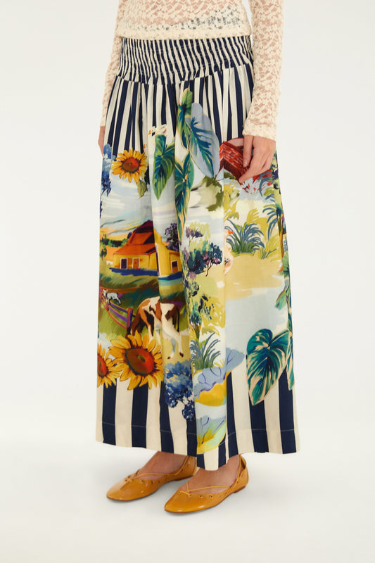 Falda Cropped Estampada Fazenda