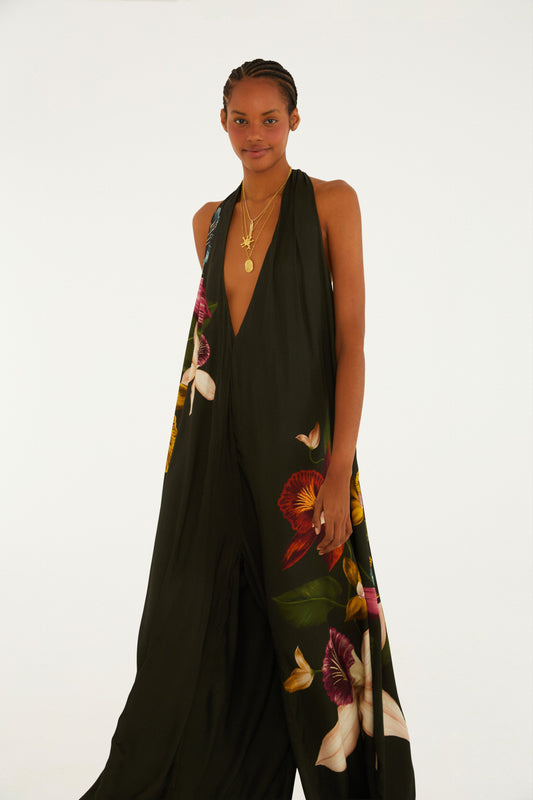 Jumpsuit Palazzo Estampado Maxi Orquídeas
