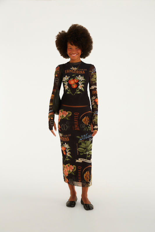 Blusa Tule Estampada Selos Do Brasil