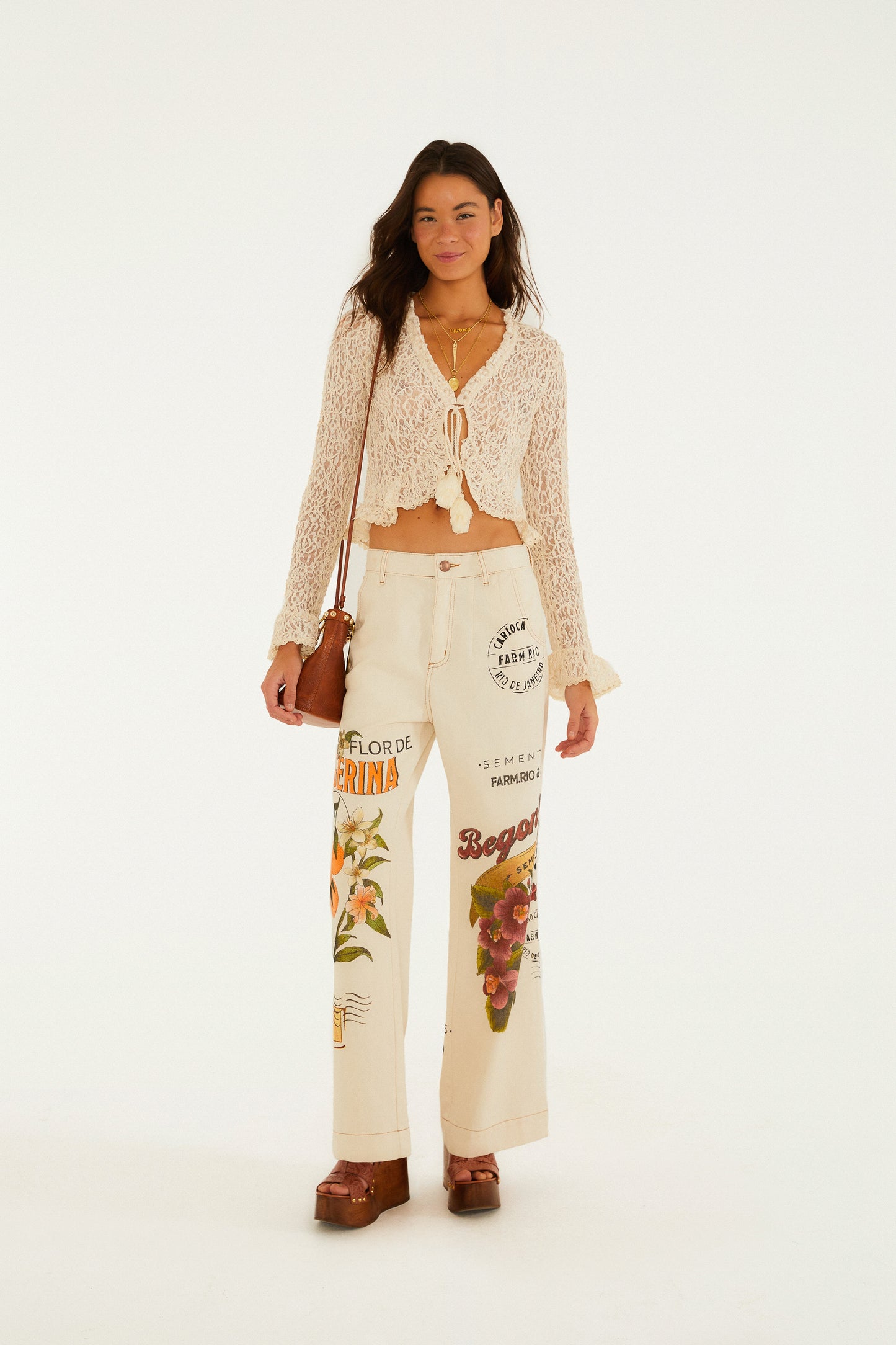 Pantalón Sarja Estampada Carimbo Selo