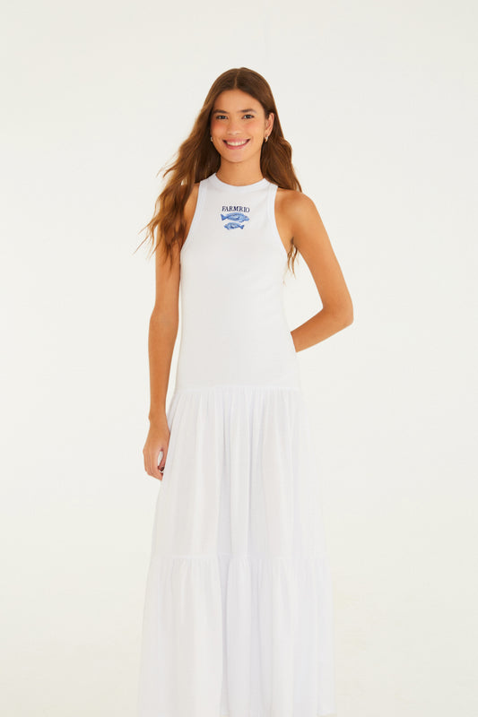 Vestido Cropped Marias Bordado Peixe