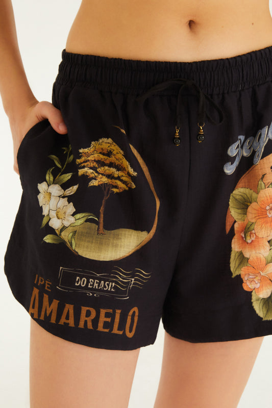 Short Estampado Selos Do Brasil