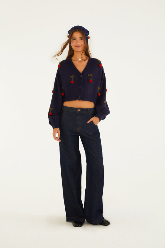 Cardigan Tricot Artesanal Morango