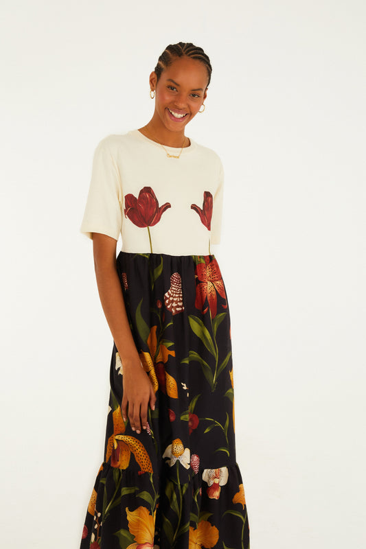 Vestido Midi Estampado Selva De Flor