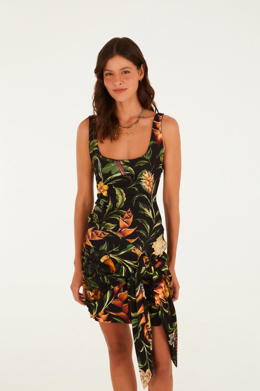 Vestido Corto Estampado Fauna Noturna