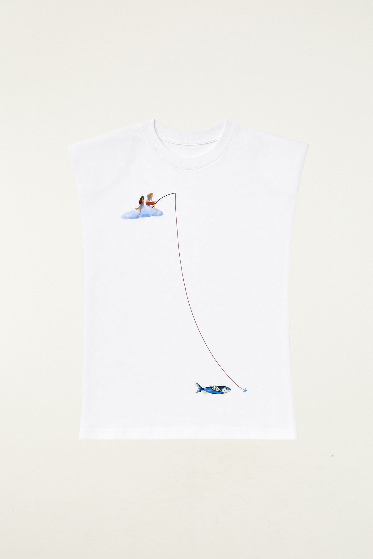 Camiseta Sin Mangas Pescando Sonhos Off White