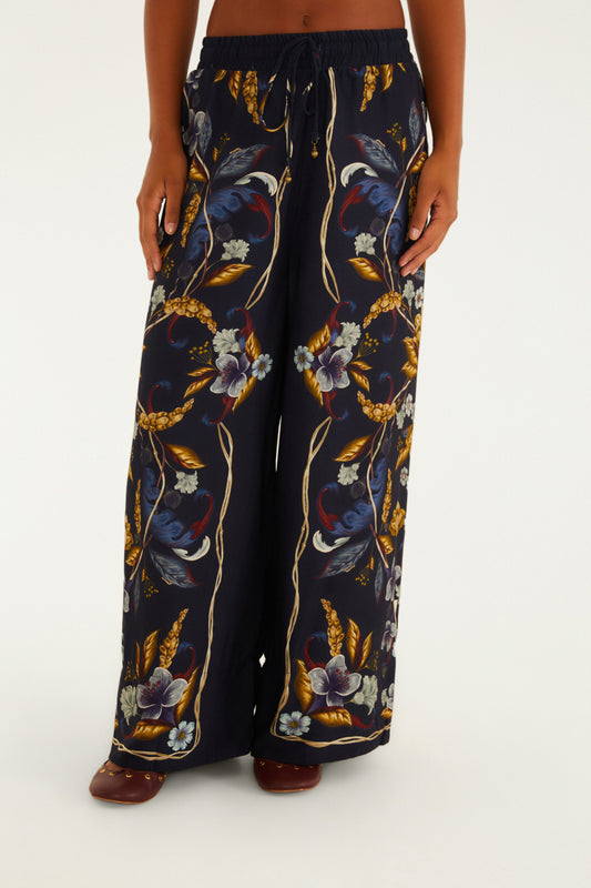Pantalón Estampada Floral Maye Azul