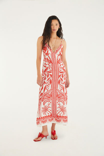 Vestido Midi Estampado Flor de Coco