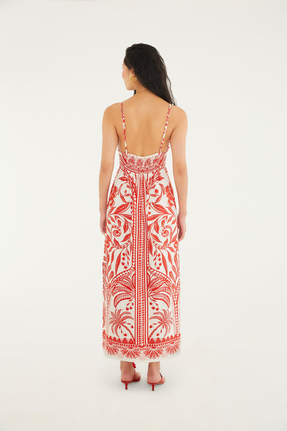 Vestido Midi Estampado Flor de Coco