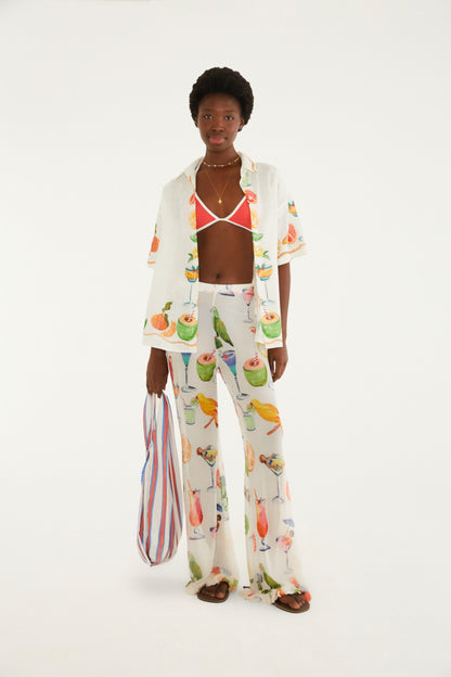 Camisa de Botones Estampado Coctel