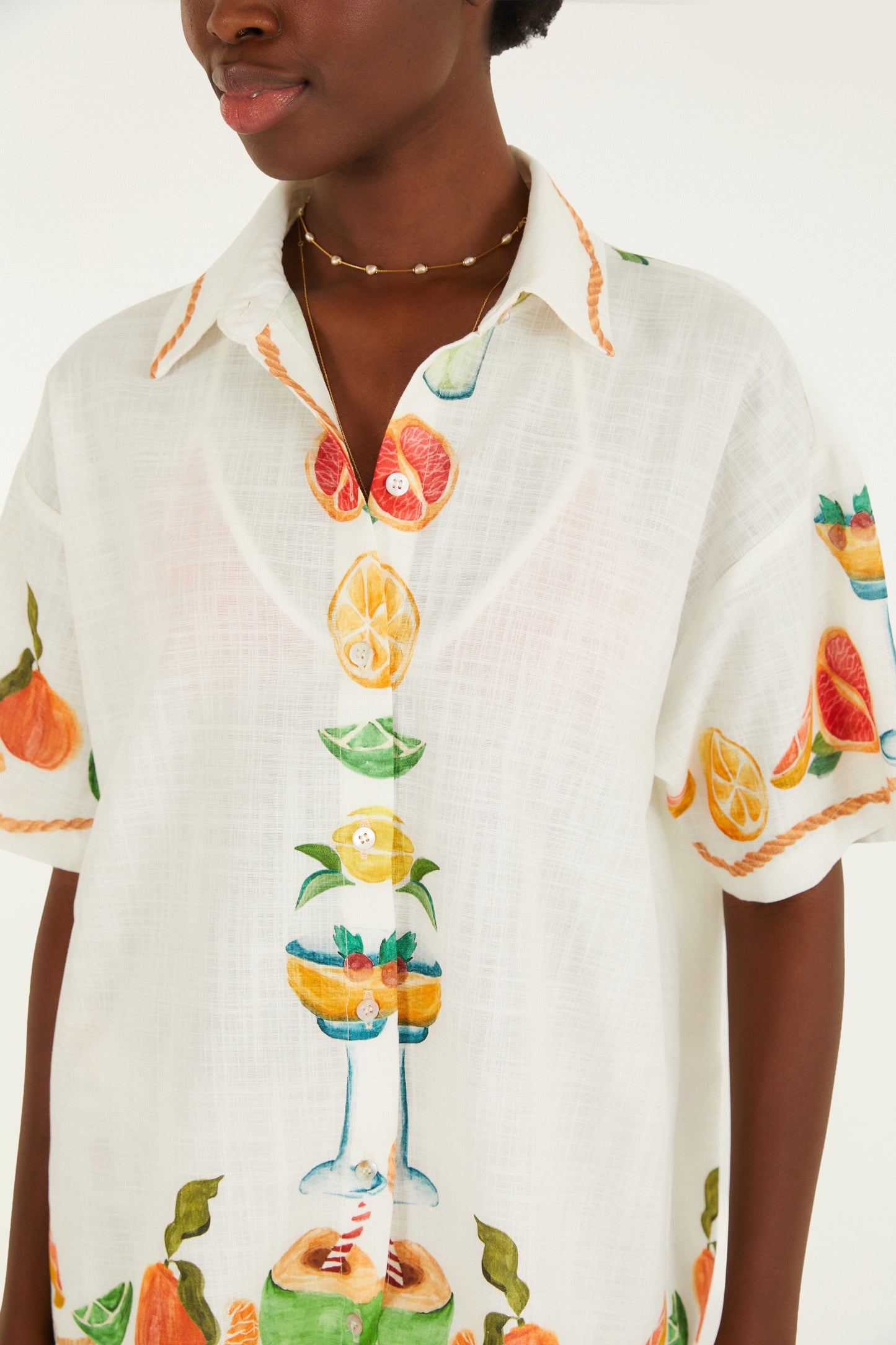 Camisa de Botones Estampado Coctel