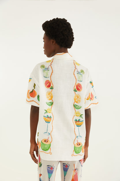 Camisa de Botones Estampado Coctel