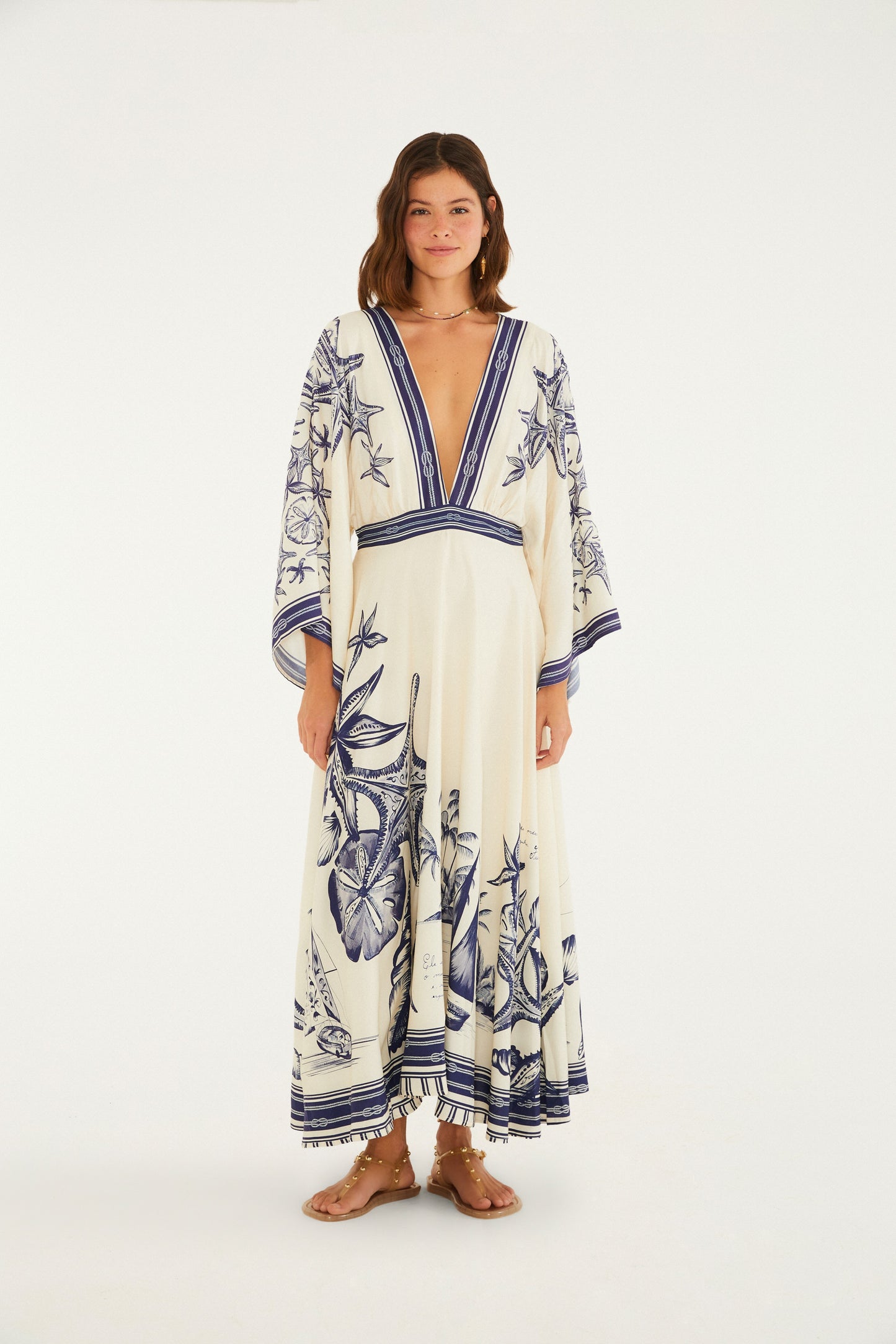 Vestido Midi Estampado Olas del Mar