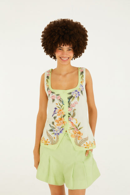 Chaleco  Estampado floral natural