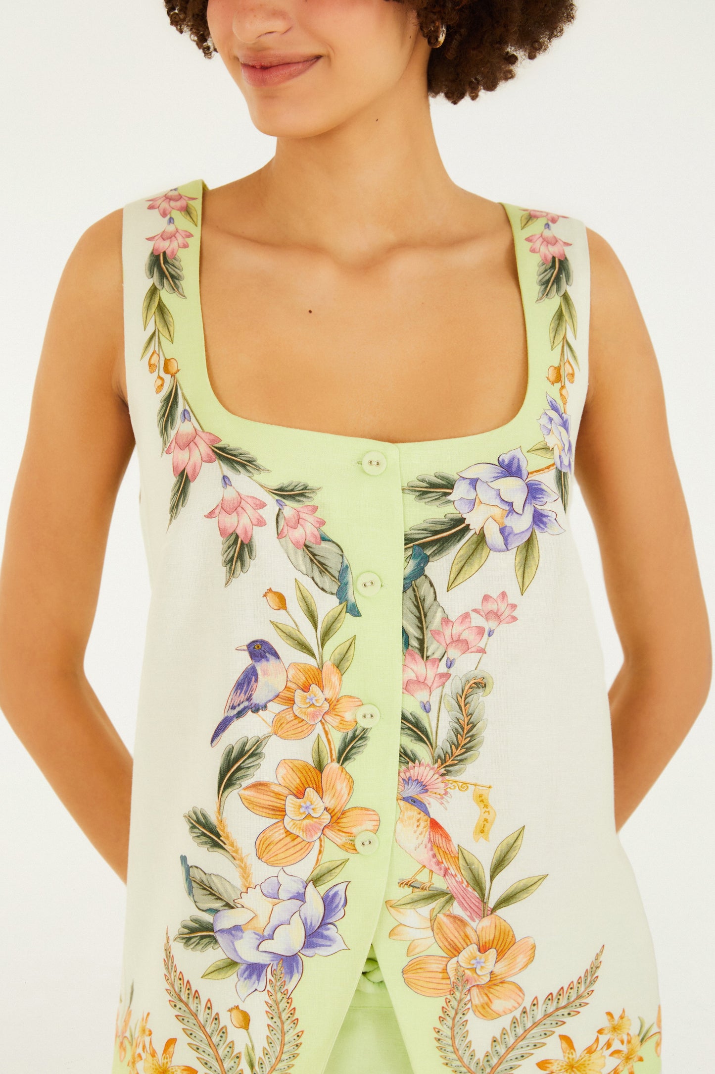 Chaleco  Estampado floral natural