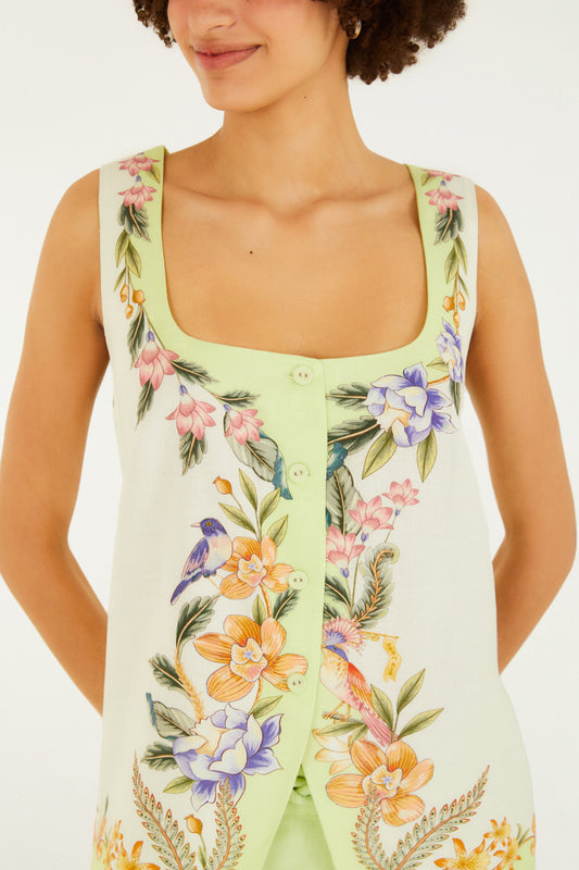 Chaleco  Estampado floral natural