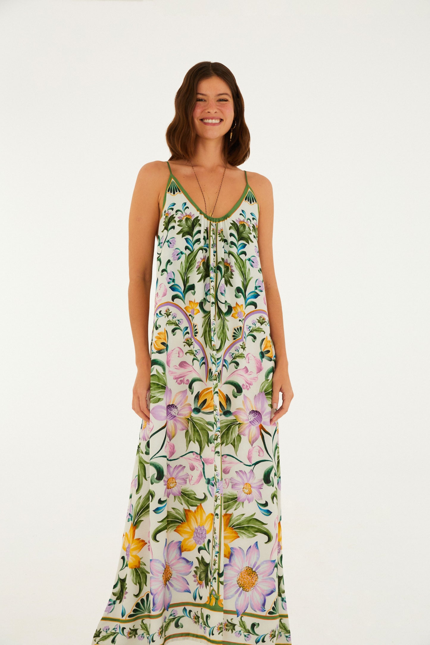 Vestido Maxi Estampado Azulejaria
