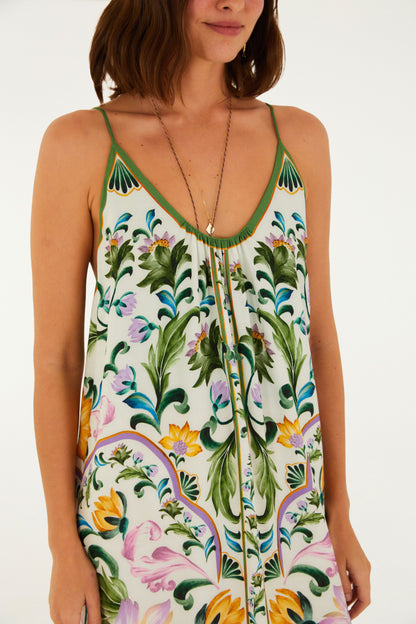 Vestido Maxi Estampado Azulejaria