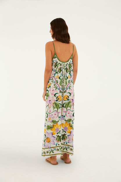 Vestido Maxi Estampado Azulejaria