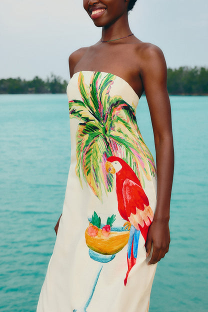 Vestido Tubo Estampado Cóctel