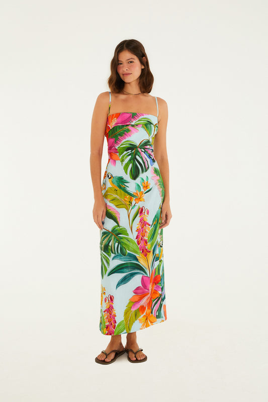 Vestido Recto  Estampado Canto de Pájaros