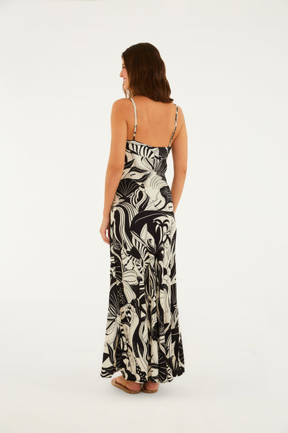 Vestido Maxi Estampado Marino