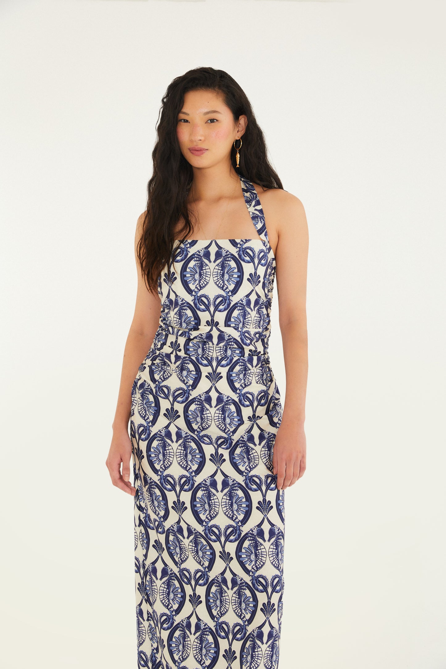 Vestido Midi Estampado Caballitos de Mar