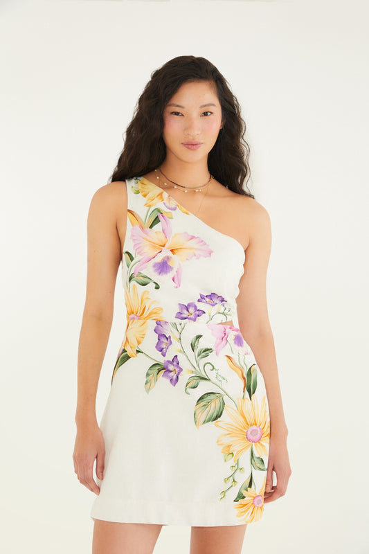 Vestido Corto Estampado Jardín de Orquídeas
