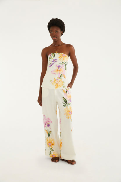 Pantalones Rectos  Estampado jardín de orquídeas