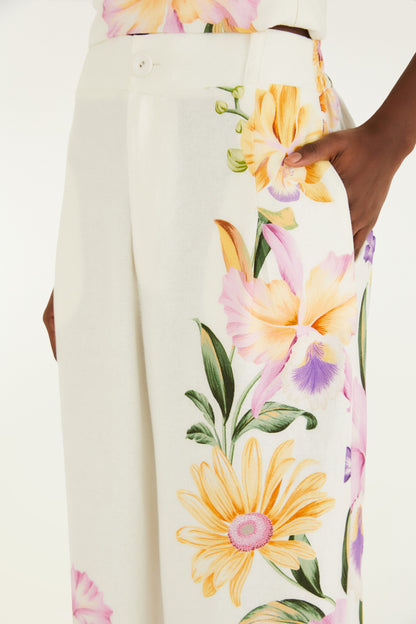 Pantalones Rectos  Estampado jardín de orquídeas