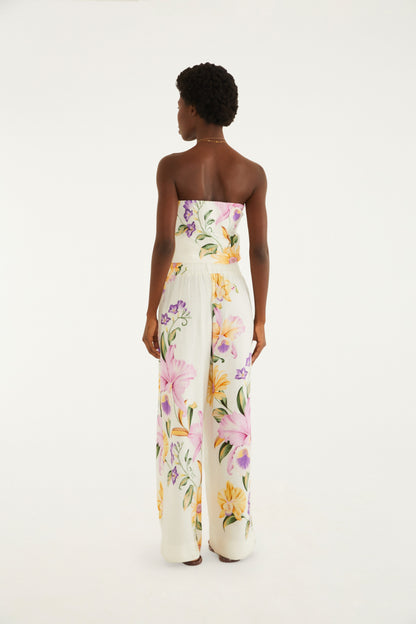 Pantalones Rectos  Estampado jardín de orquídeas