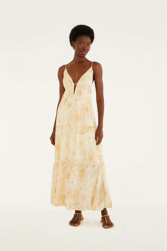 Vestido Maxi Estampado Jardín Místico