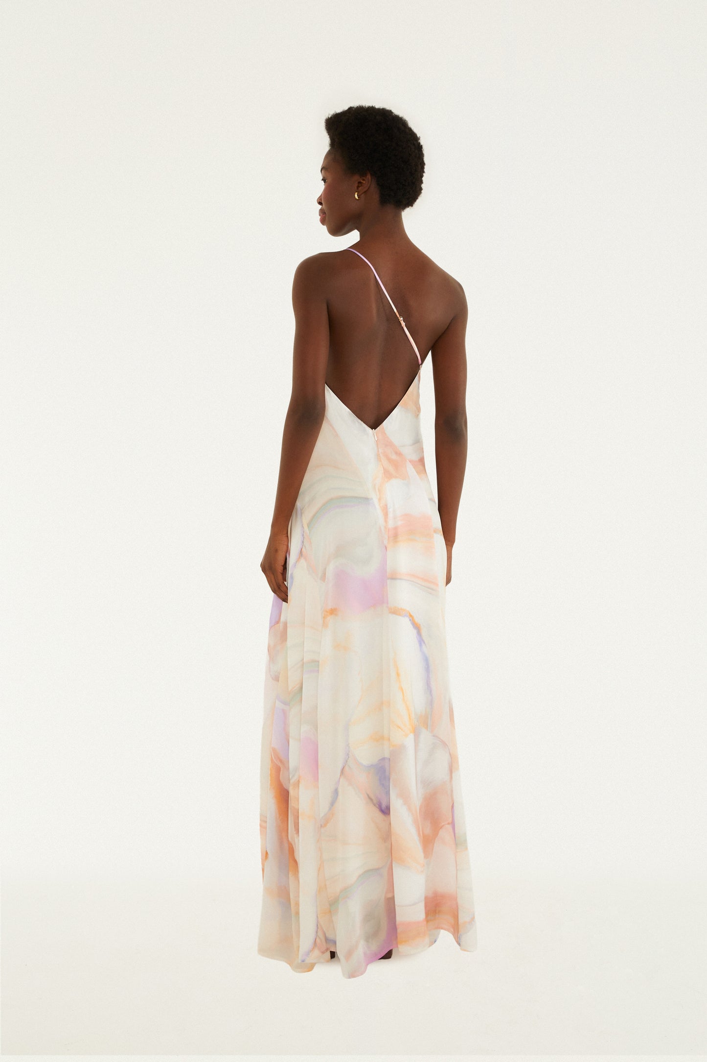 Vestido un Hombro Estampado de Perlas